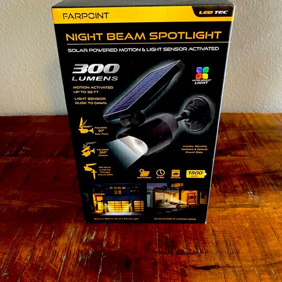 Solar powered 300 linens night beam spotlight with light sensor motion activated - Picture 3 of 4